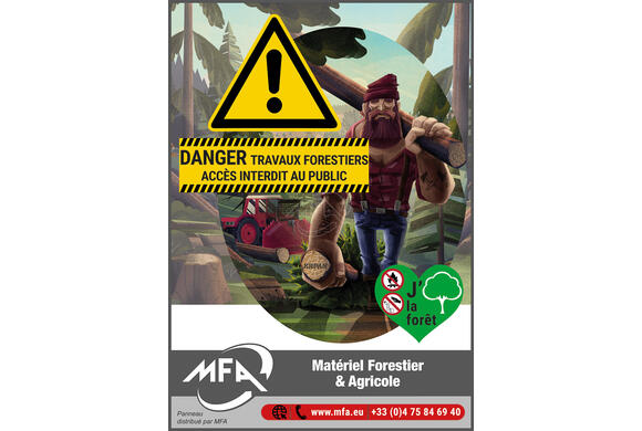 Panneau danger travaux forestier 42x60cm